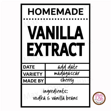 Homemade Vanilla Extract Labels - Printable - Free | Beanilla